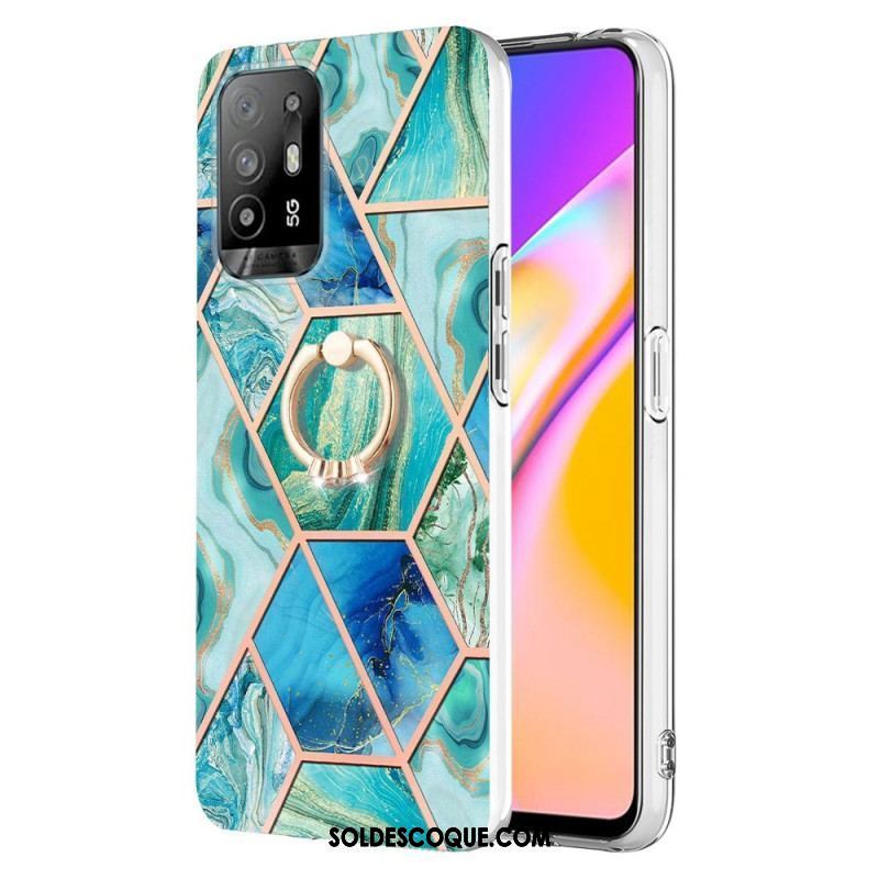 Coque Oppo A94 5G Marbre Géométrique avec Anneau