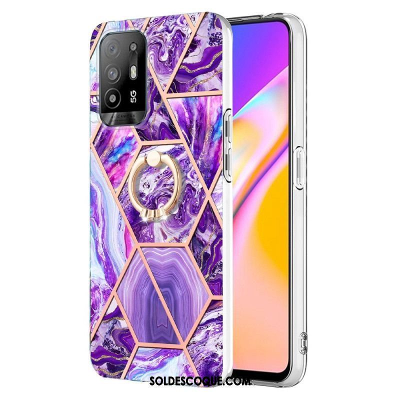 Coque Oppo A94 5G Marbre Géométrique avec Anneau