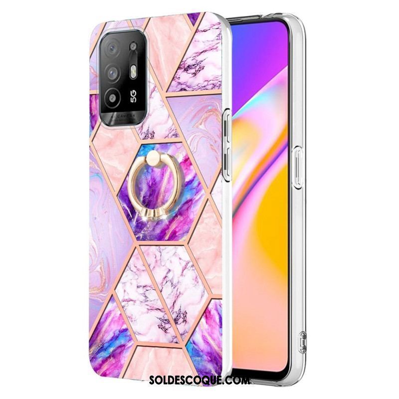 Coque Oppo A94 5G Marbre Géométrique avec Anneau