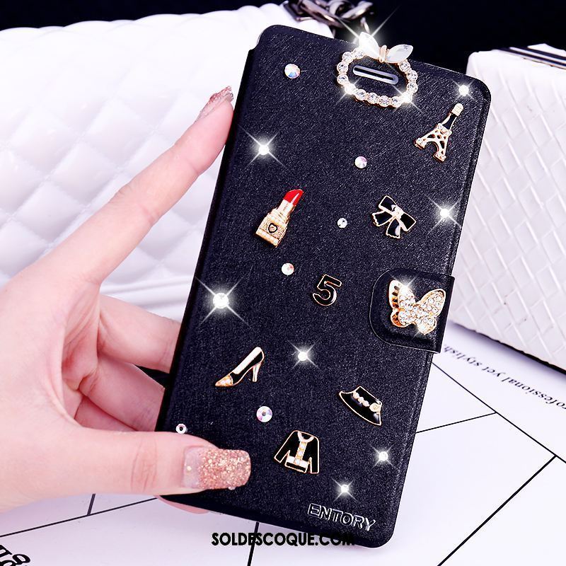 Coque Oppo Ax5 Téléphone Portable Incruster Strass Rouge Étui En Cuir Housse Pas Cher