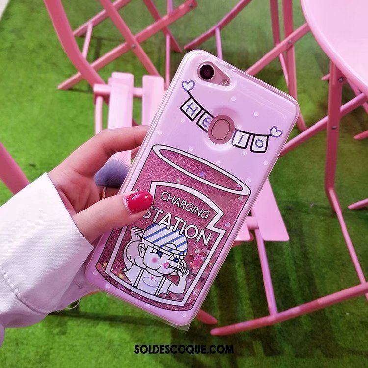 Coque Oppo F5 Rose Téléphone Portable Liquide Quicksand Bovins En Ligne