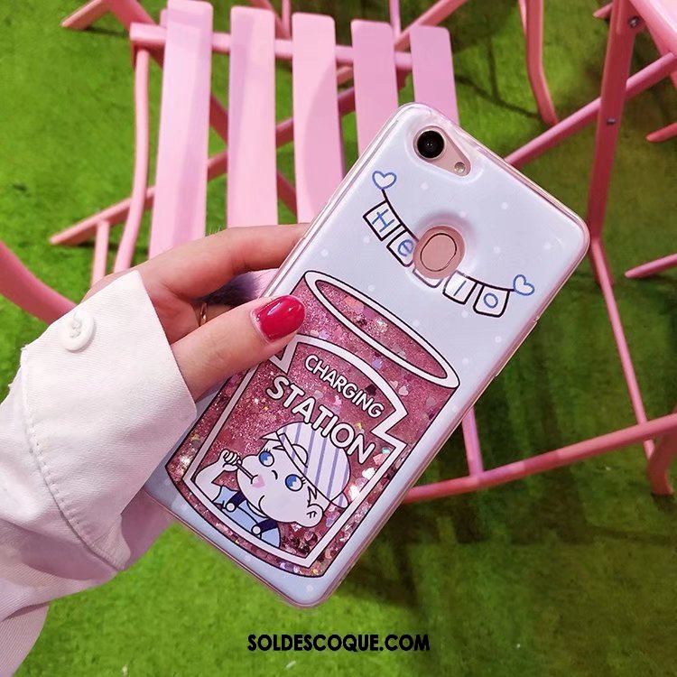 Coque Oppo F5 Rose Téléphone Portable Liquide Quicksand Bovins En Ligne