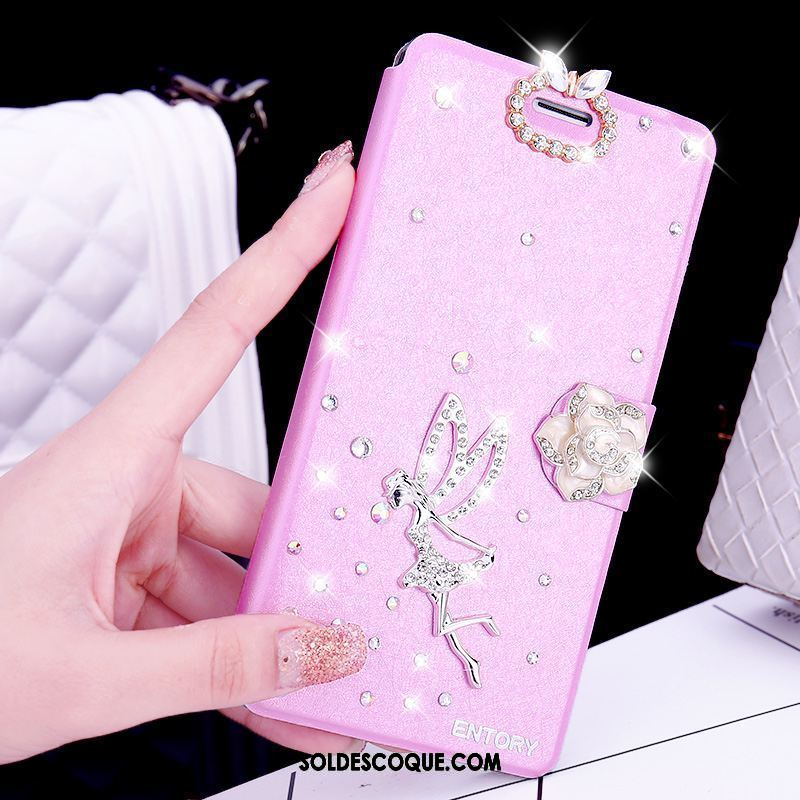 Coque Oppo F5 Youth Incruster Strass Étui En Cuir Rose Téléphone Portable En Vente