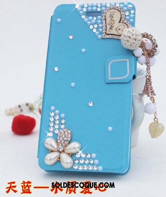 Coque Oppo F7 Clamshell Bleu Strass Nouveau Téléphone Portable Housse Pas Cher