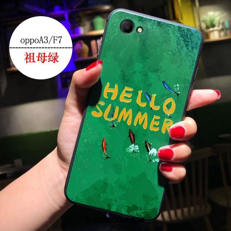 Coque Oppo F7 Nouveau Créatif Protection Silicone Vert Housse Soldes