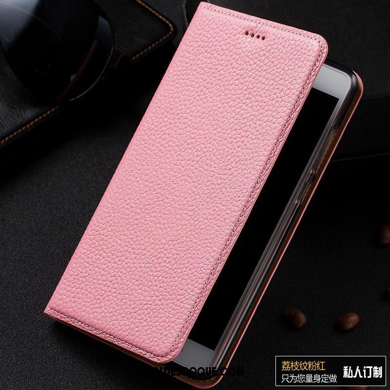 Coque Oppo F7 Youth Étui En Cuir Bleu Cuir Véritable Protection Litchi Pas Cher