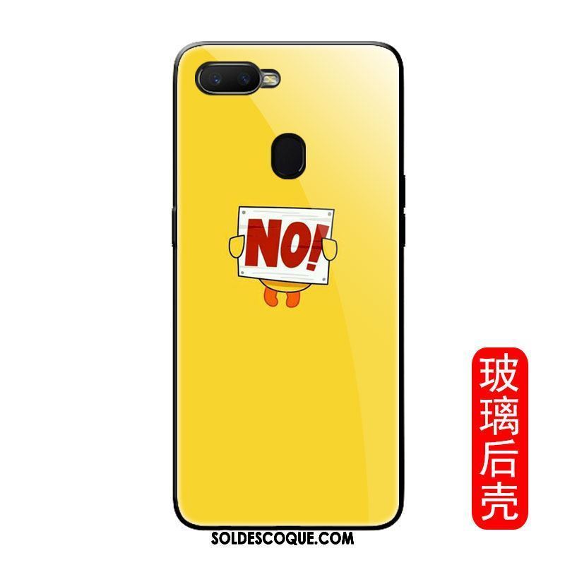 Coque Oppo F9 Animal Verre Jaune Drôle Chat Pas Cher