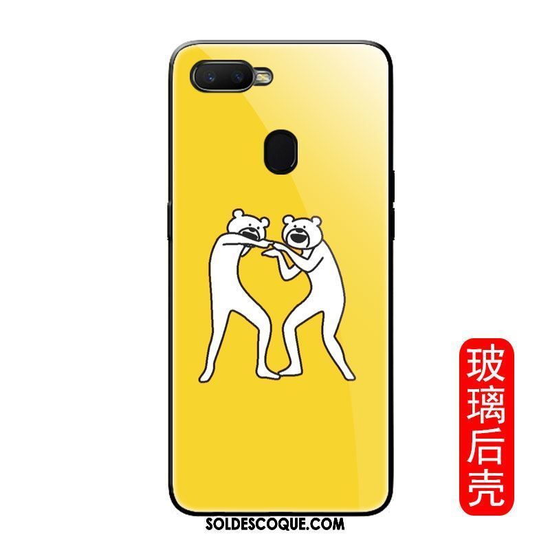 Coque Oppo F9 Animal Verre Jaune Drôle Chat Pas Cher