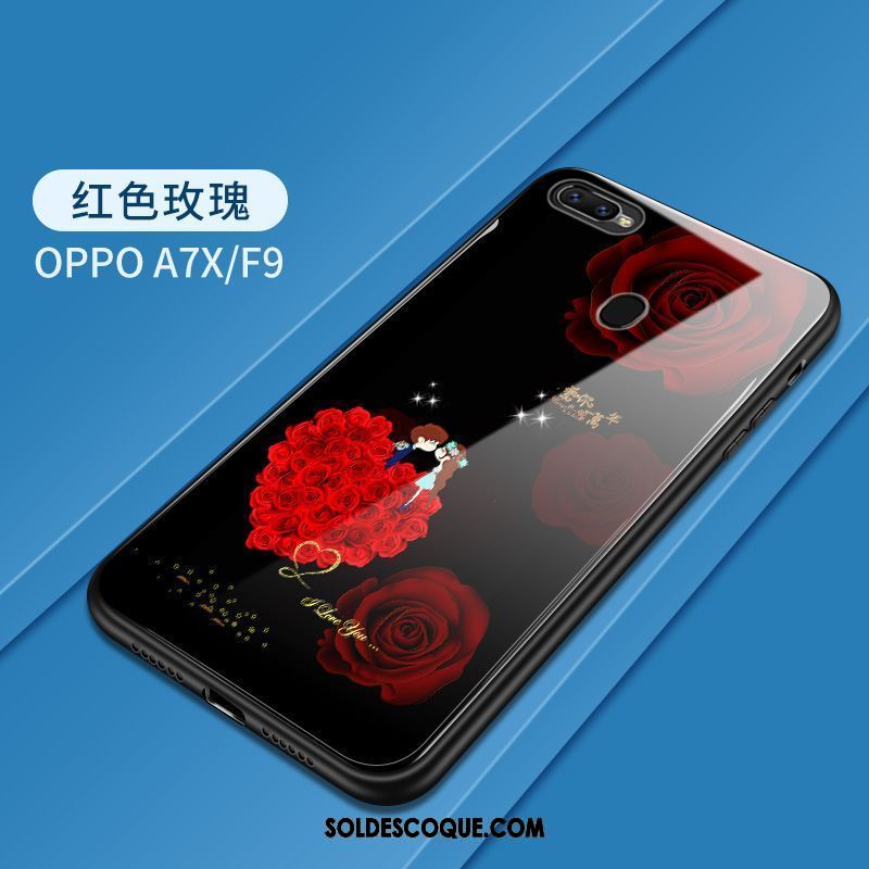 Coque Oppo F9 Créatif Étui Protection Rouge Verre Housse En Ligne