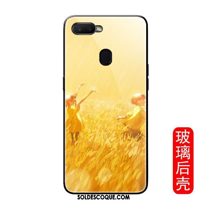 Coque Oppo F9 Incassable Jaune Verre Amoureux Téléphone Portable Pas Cher