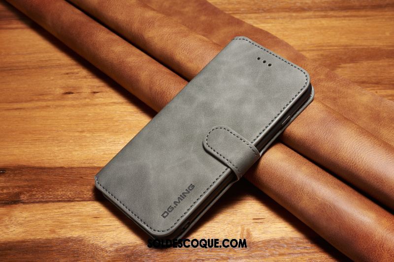 Coque Oppo F9 Incassable Protection Étui En Cuir Téléphone Portable Gris Soldes