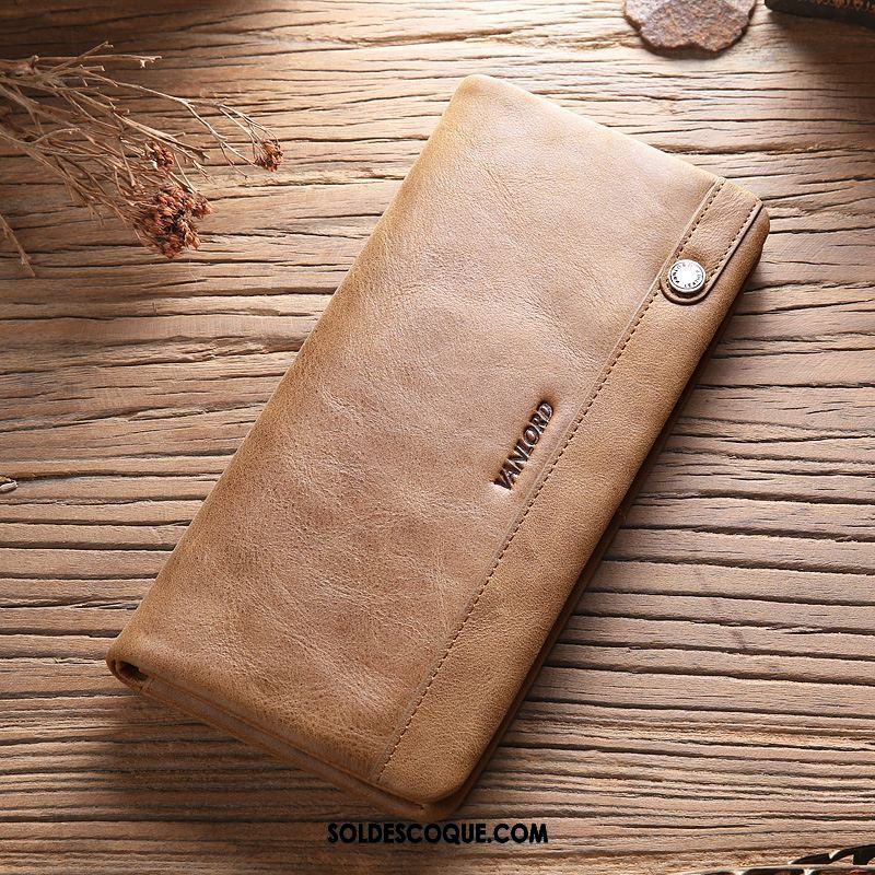 Coque Oppo F9 Marron Cuir Haut Fermeture Éclair Portefeuilles Tendance Pas Cher