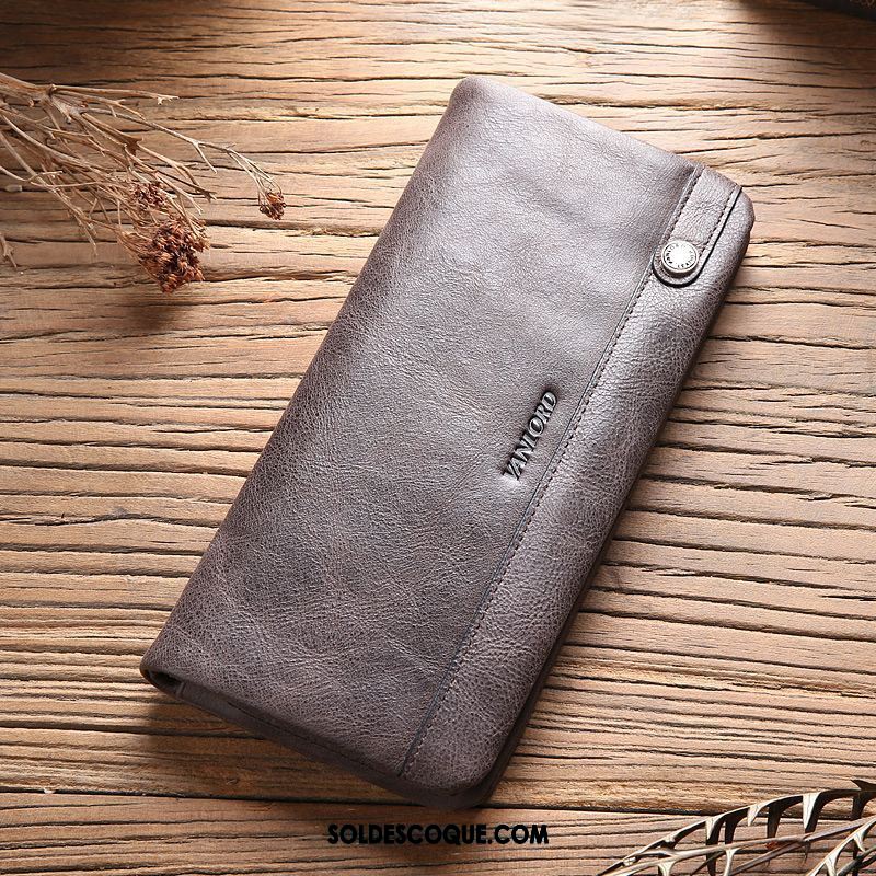 Coque Oppo F9 Marron Cuir Haut Fermeture Éclair Portefeuilles Tendance Pas Cher