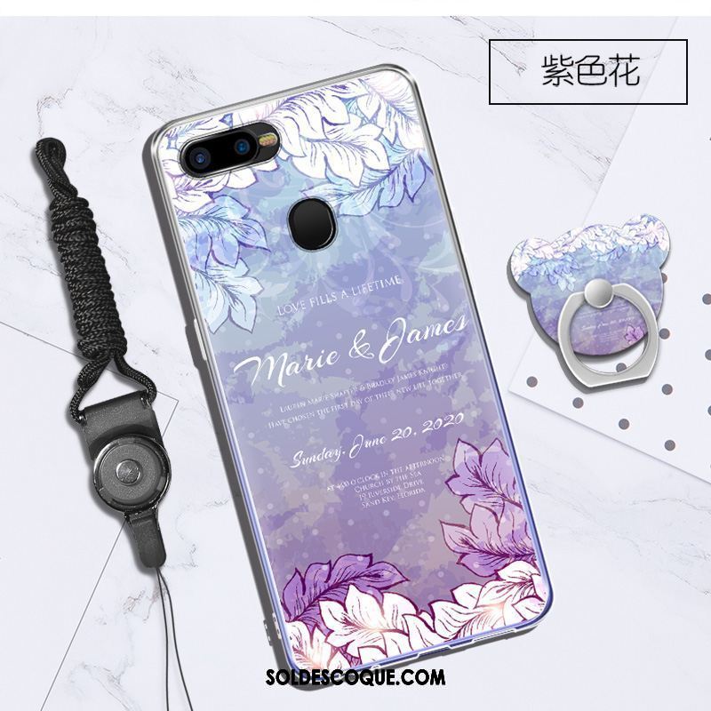 Coque Oppo F9 Personnalité Violet Téléphone Portable Anneau Transparent Pas Cher