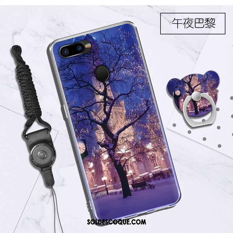 Coque Oppo F9 Personnalité Violet Téléphone Portable Anneau Transparent Pas Cher