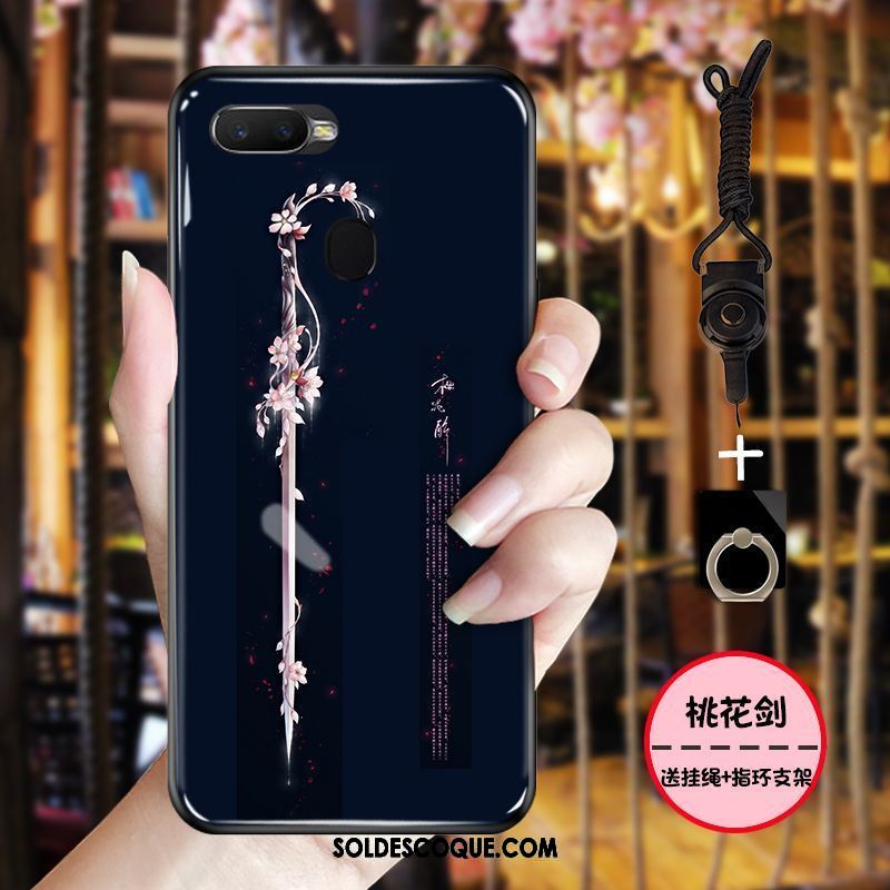 Coque Oppo F9 Starry Délavé En Daim Style Chinois Étui Noir Vintage En Ligne