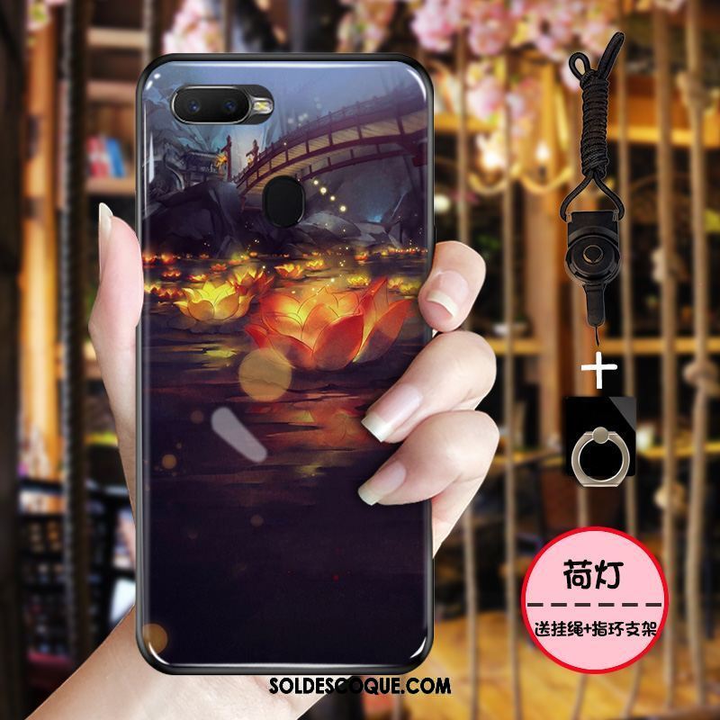 Coque Oppo F9 Starry Délavé En Daim Style Chinois Étui Noir Vintage En Ligne