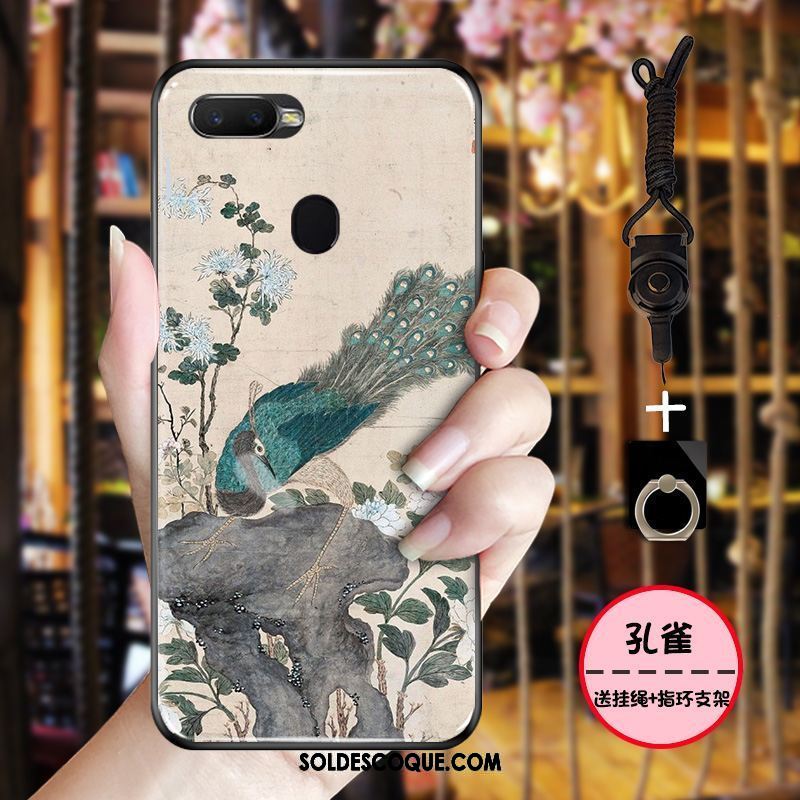 Coque Oppo F9 Starry Délavé En Daim Style Chinois Étui Noir Vintage En Ligne