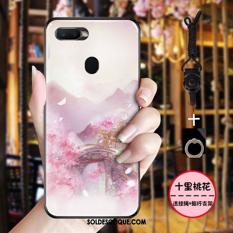 Coque Oppo F9 Starry Délavé En Daim Style Chinois Étui Noir Vintage En Ligne