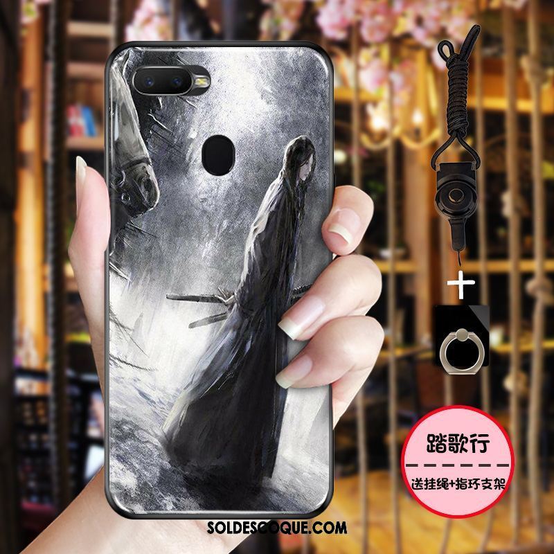 Coque Oppo F9 Starry Délavé En Daim Style Chinois Étui Noir Vintage En Ligne