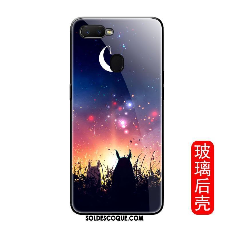 Coque Oppo F9 Starry Étui Verre Téléphone Portable Paysage Silicone Pas Cher