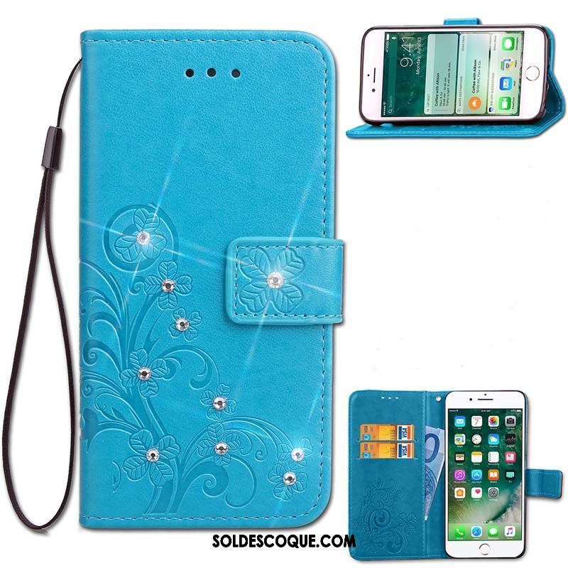 Coque Oppo F9 Étui En Cuir Incassable Bleu Protection Téléphone Portable Pas Cher