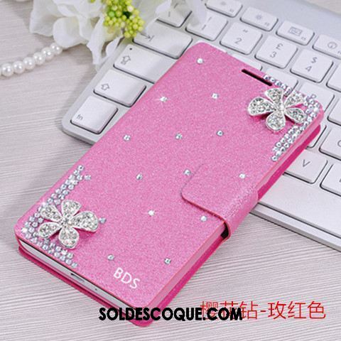 Coque Oppo F9 Étui En Cuir Personnalité Tout Compris Bleu Strass Pas Cher