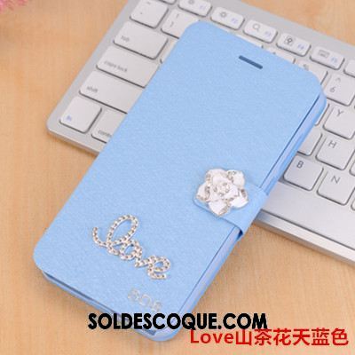 Coque Oppo F9 Étui En Cuir Personnalité Tout Compris Bleu Strass Pas Cher