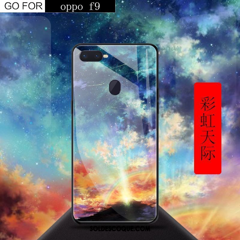Coque Oppo F9 Étui Téléphone Portable Rouge Créatif Verre Trempé Pas Cher
