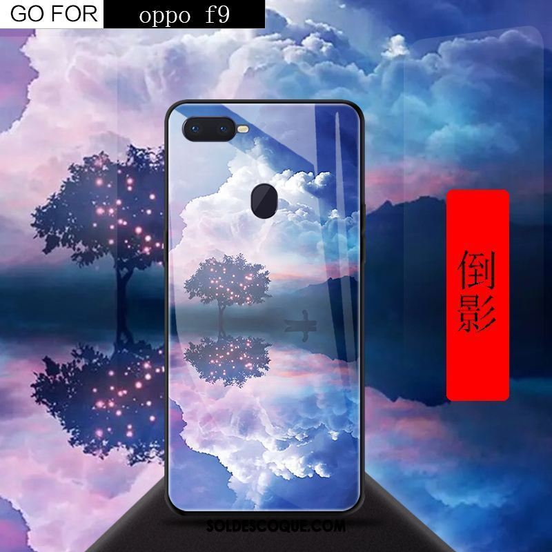 Coque Oppo F9 Étui Téléphone Portable Rouge Créatif Verre Trempé Pas Cher