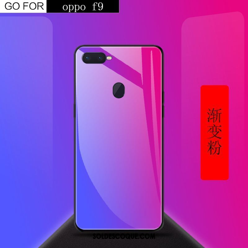 Coque Oppo F9 Étui Téléphone Portable Rouge Créatif Verre Trempé Pas Cher