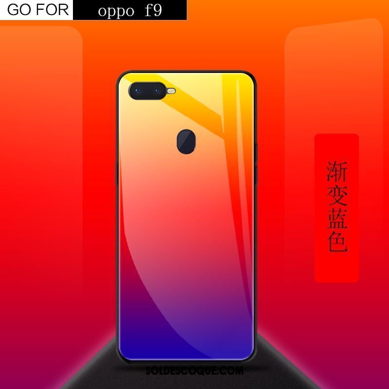 Coque Oppo F9 Étui Téléphone Portable Rouge Créatif Verre Trempé Pas Cher