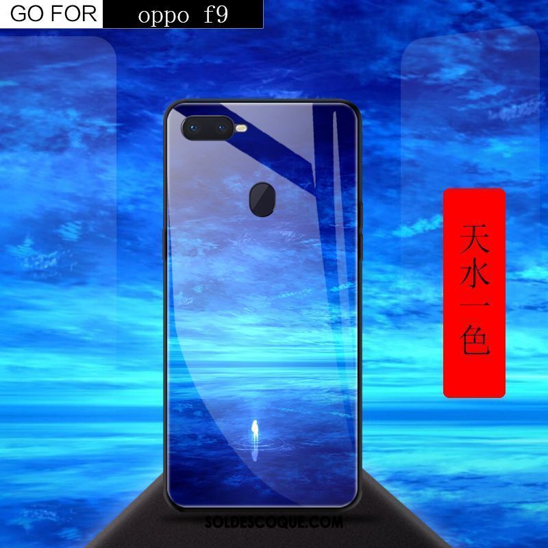 Coque Oppo F9 Étui Téléphone Portable Rouge Créatif Verre Trempé Pas Cher