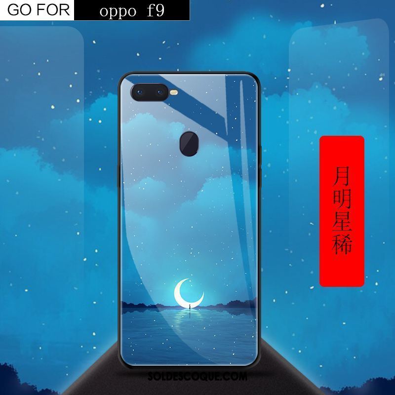 Coque Oppo F9 Étui Téléphone Portable Rouge Créatif Verre Trempé Pas Cher