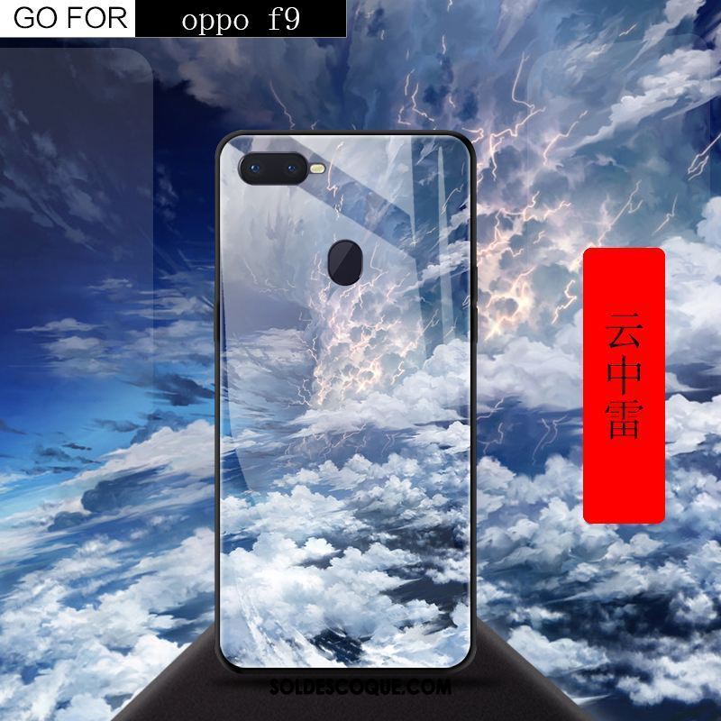 Coque Oppo F9 Étui Téléphone Portable Rouge Créatif Verre Trempé Pas Cher