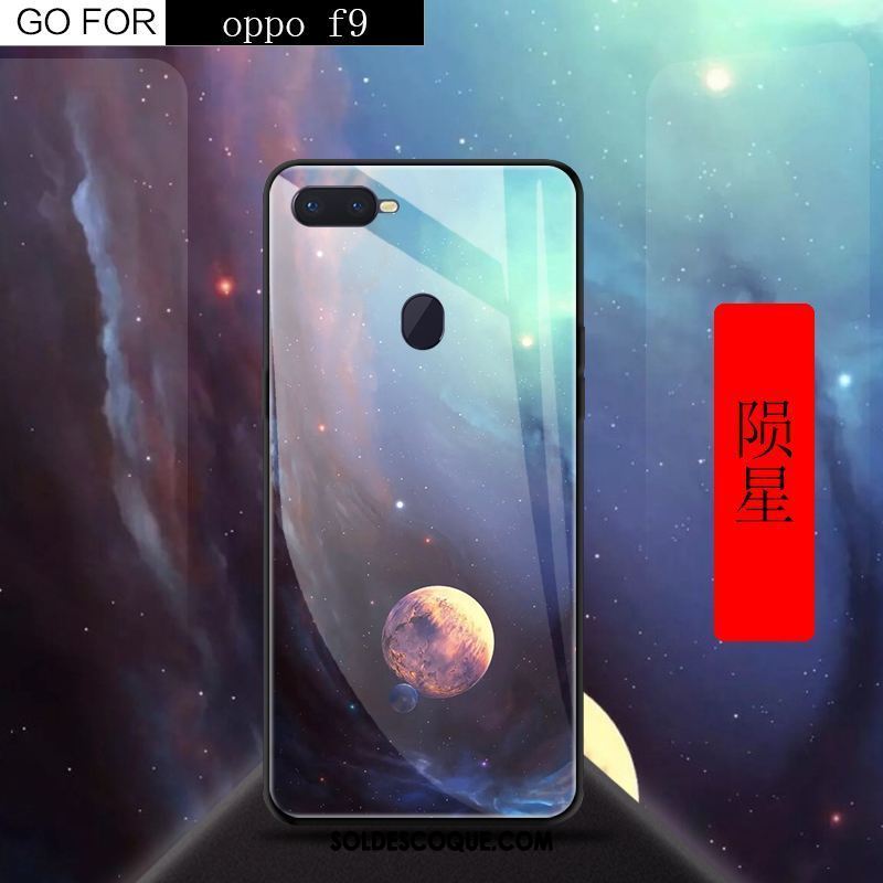 Coque Oppo F9 Étui Téléphone Portable Rouge Créatif Verre Trempé Pas Cher