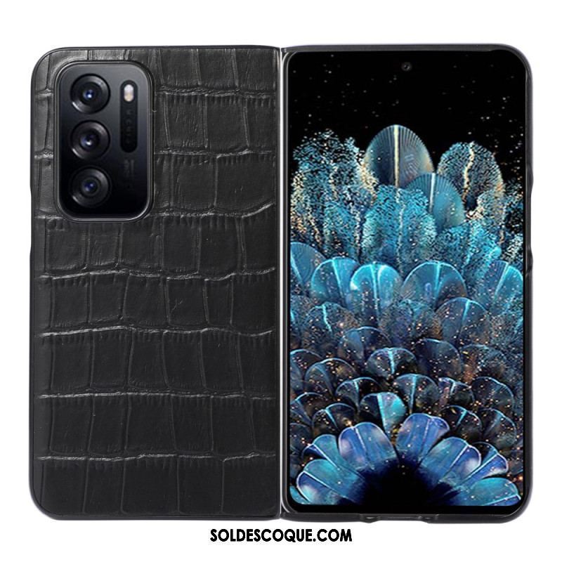 Coque Oppo Find N Cuir Véritable Cuir Design Crocodile