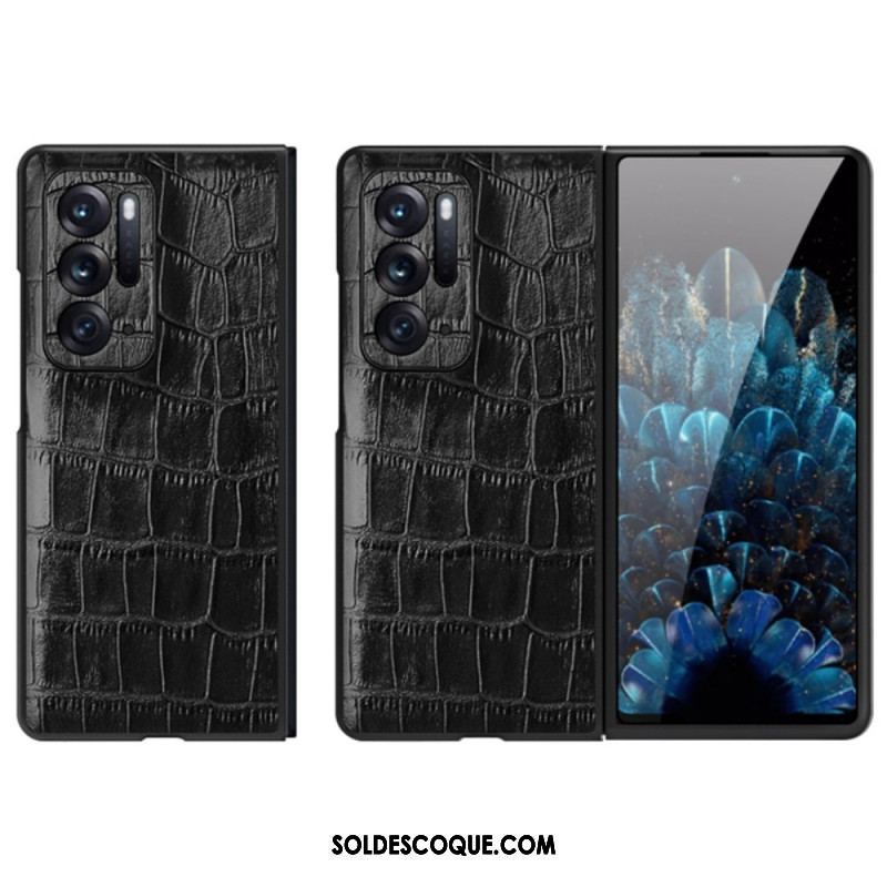 Coque Oppo Find N Cuir Véritable Cuir Texture Crocodile