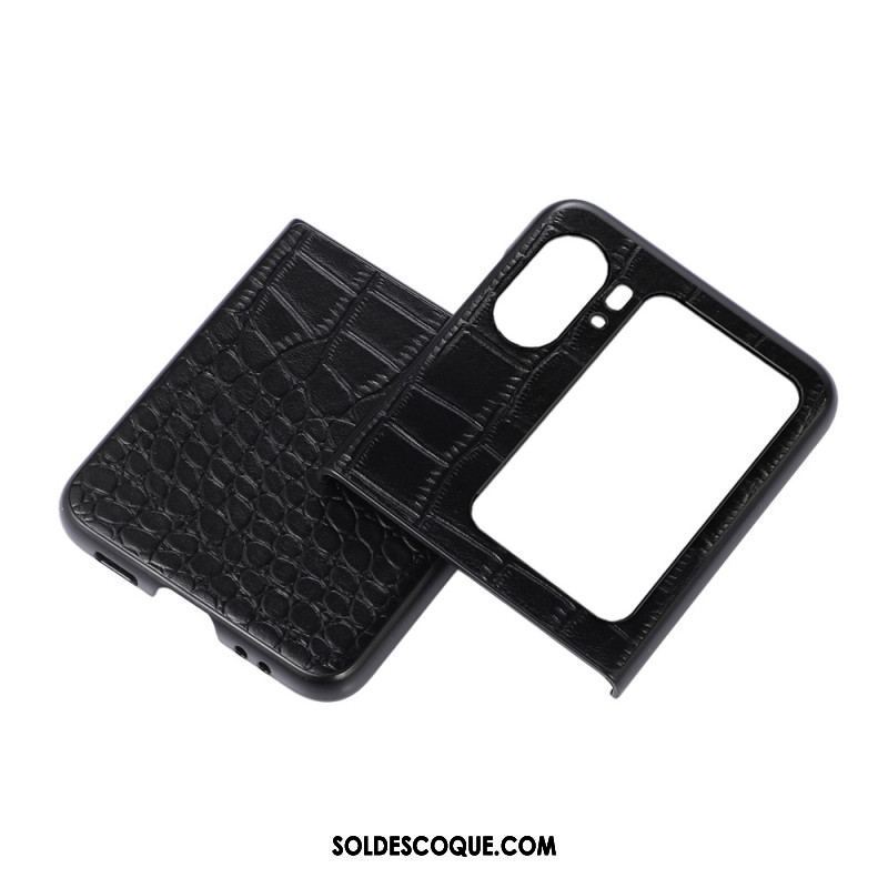 Coque Oppo Find N2 Flip Vrai cuir Style Peau de Crocodile