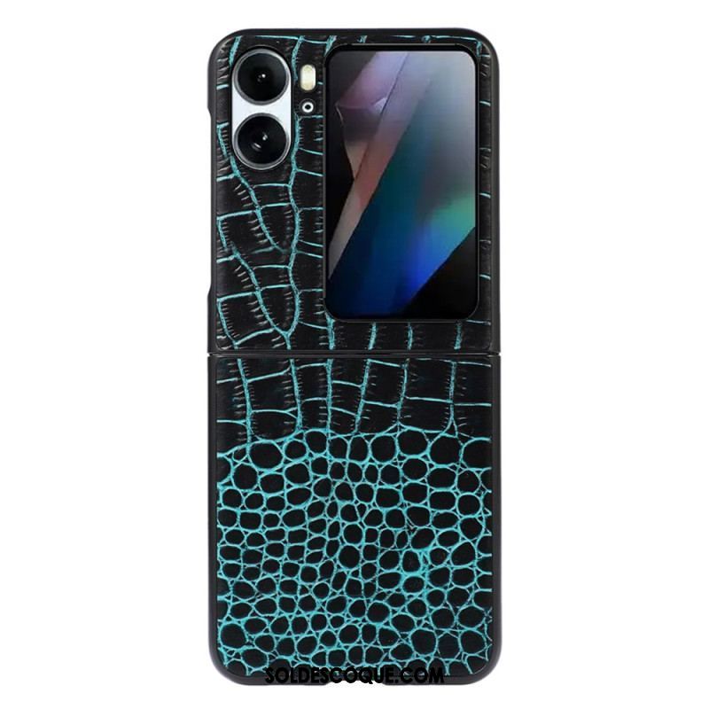 Coque Oppo Find N2 Flip Vrai cuir Style Peau de Crocodile