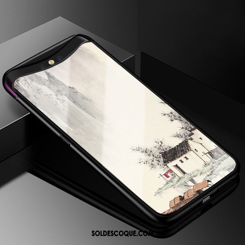 Coque Oppo Find X Dessin Animé Créatif Fluide Doux Bleu Marin Bordure En Vente