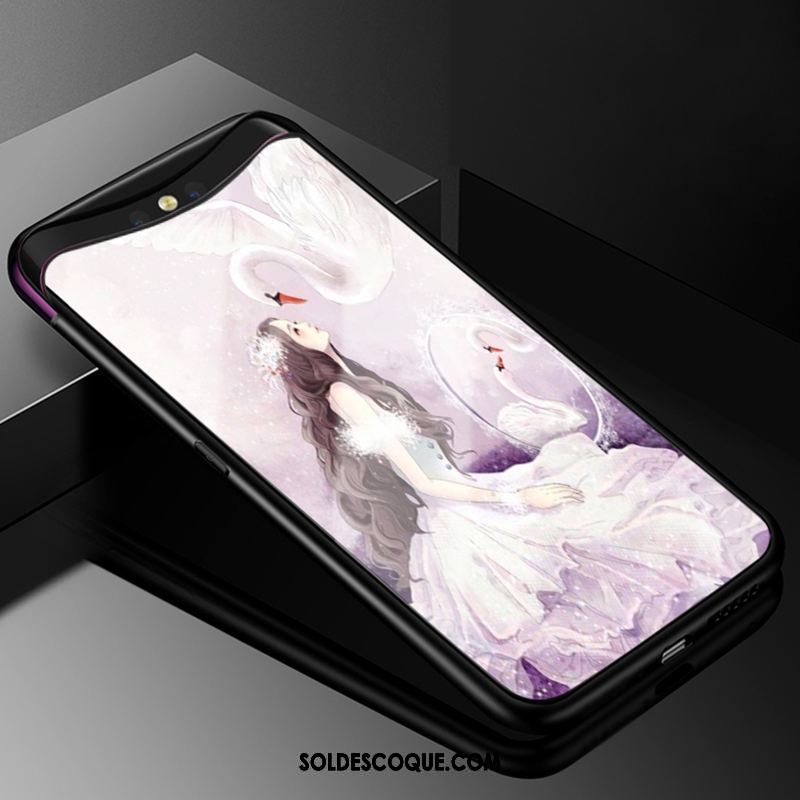 Coque Oppo Find X Dessin Animé Créatif Fluide Doux Bleu Marin Bordure En Vente