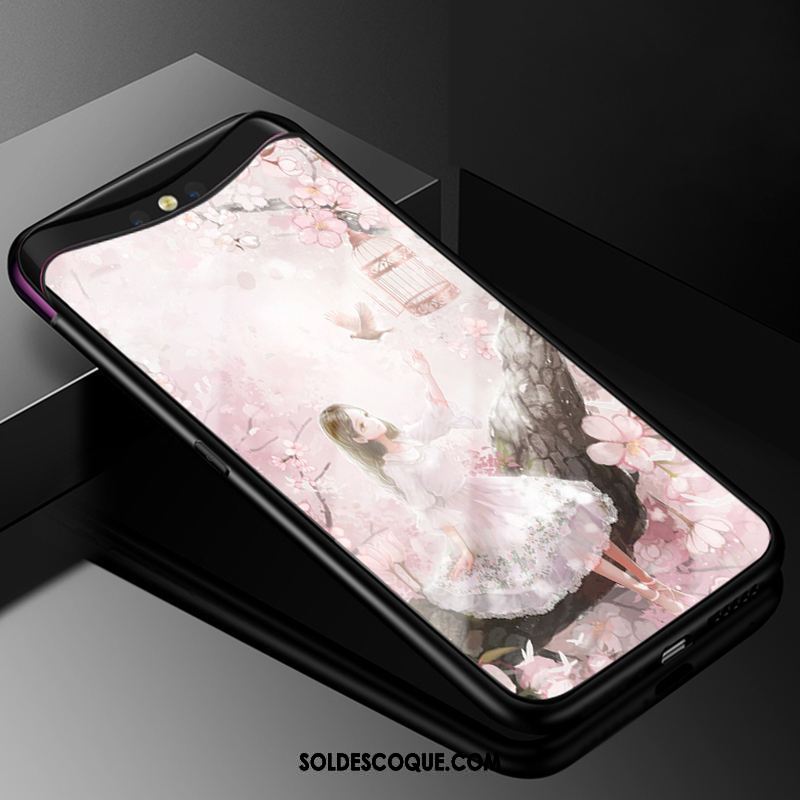 Coque Oppo Find X Dessin Animé Créatif Fluide Doux Bleu Marin Bordure En Vente