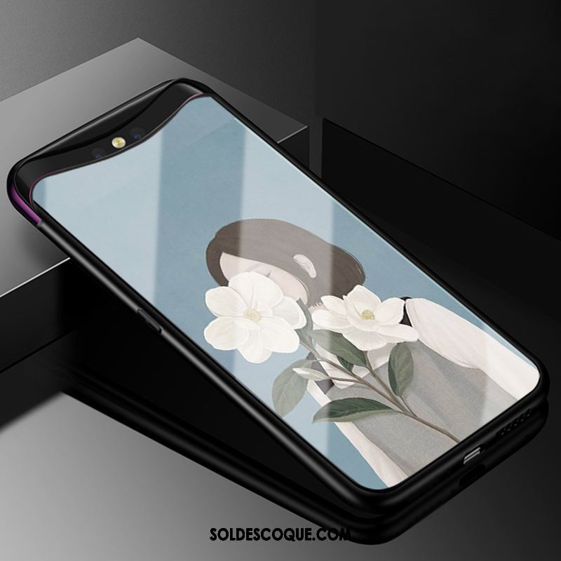 Coque Oppo Find X Peinture À L'huile Étui Marque De Tendance Verre Nouveau Housse En Vente