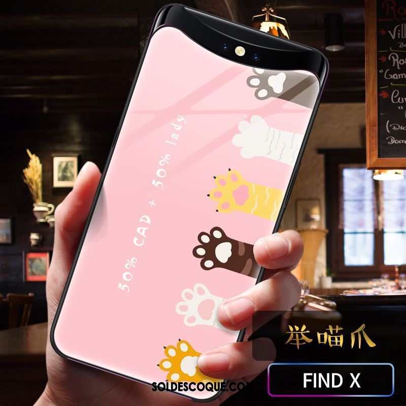 Coque Oppo Find X Protection Incassable Blanc Net Rouge Verre Pas Cher