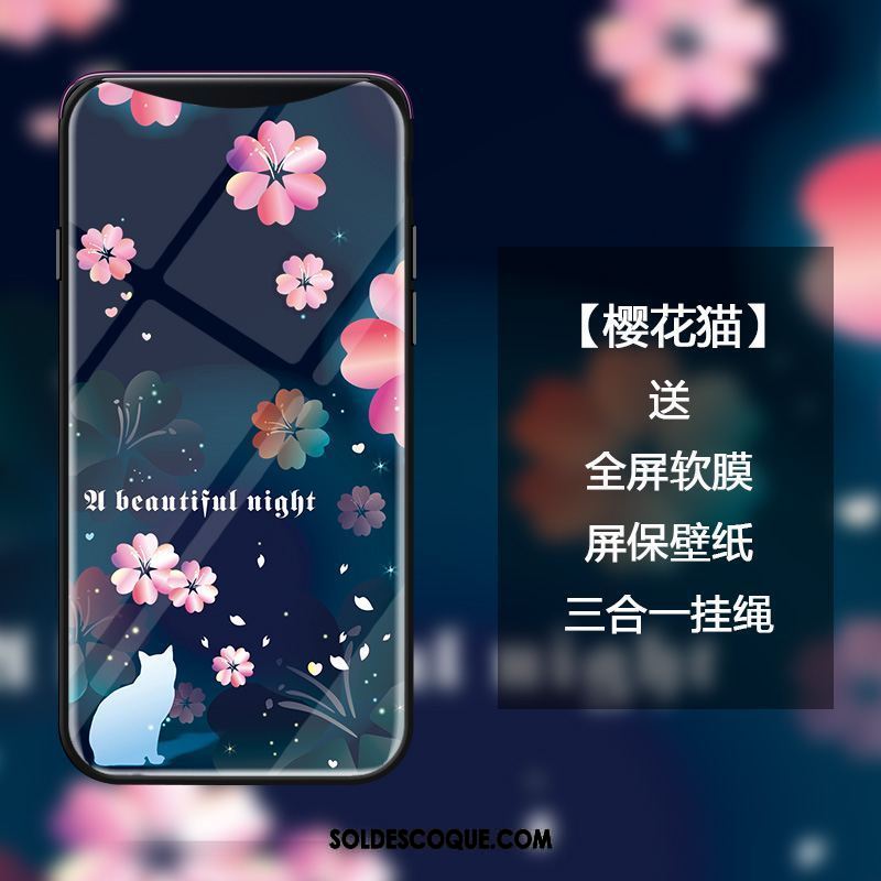 Coque Oppo Find X Verre Dessin Animé Mode Chat Silicone En Ligne