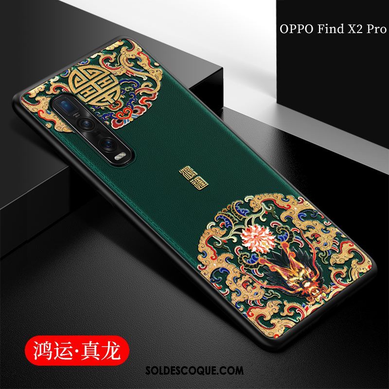Coque Oppo Find X2 Pro Bleu Tendance Gaufrage Téléphone Portable Silicone Pas Cher
