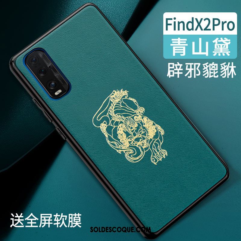 Coque Oppo Find X2 Pro Protection Tendance Incassable Marque De Tendance Vert Pas Cher