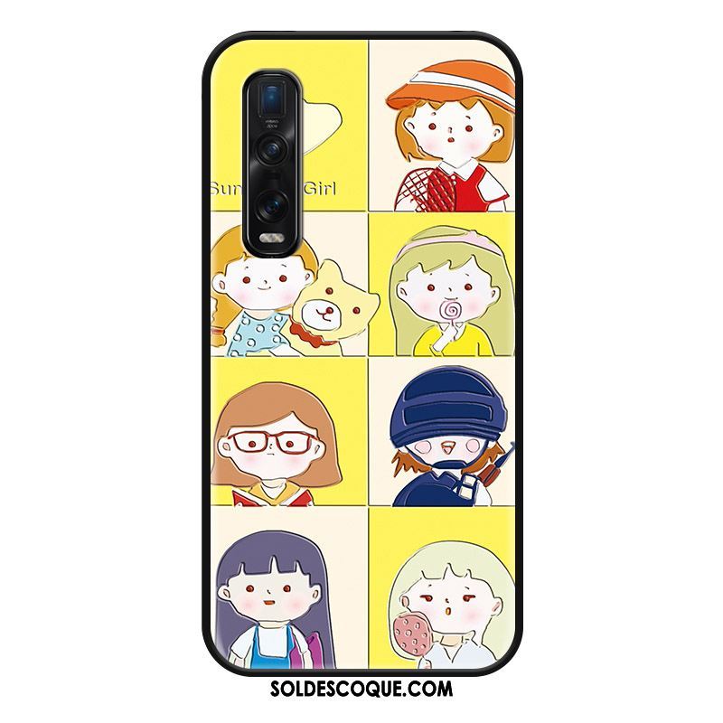 Coque Oppo Find X2 Pro Étui Téléphone Portable Jaune Cuir Dessin Animé Soldes