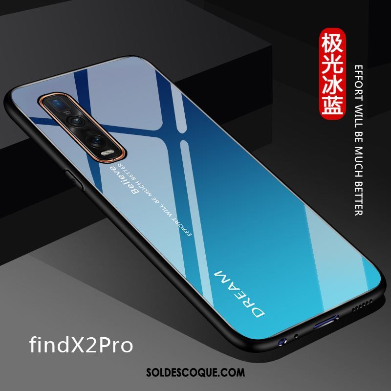 Coque Oppo Find X2 Pro Étui Verre Personnalisé Couleur Unie Fluide Doux Housse Soldes